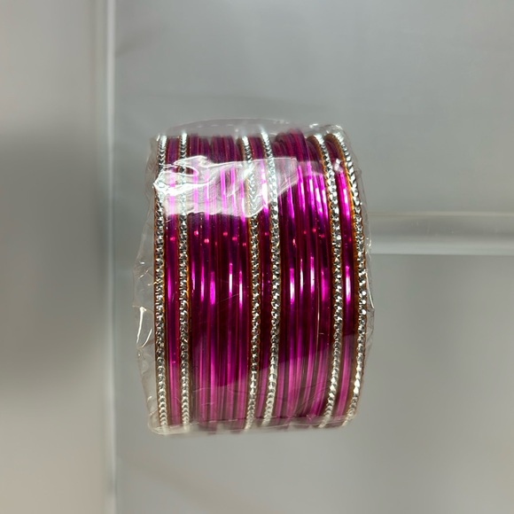 Jewelry - Indian traditional style bangles set pink and silver wedding special